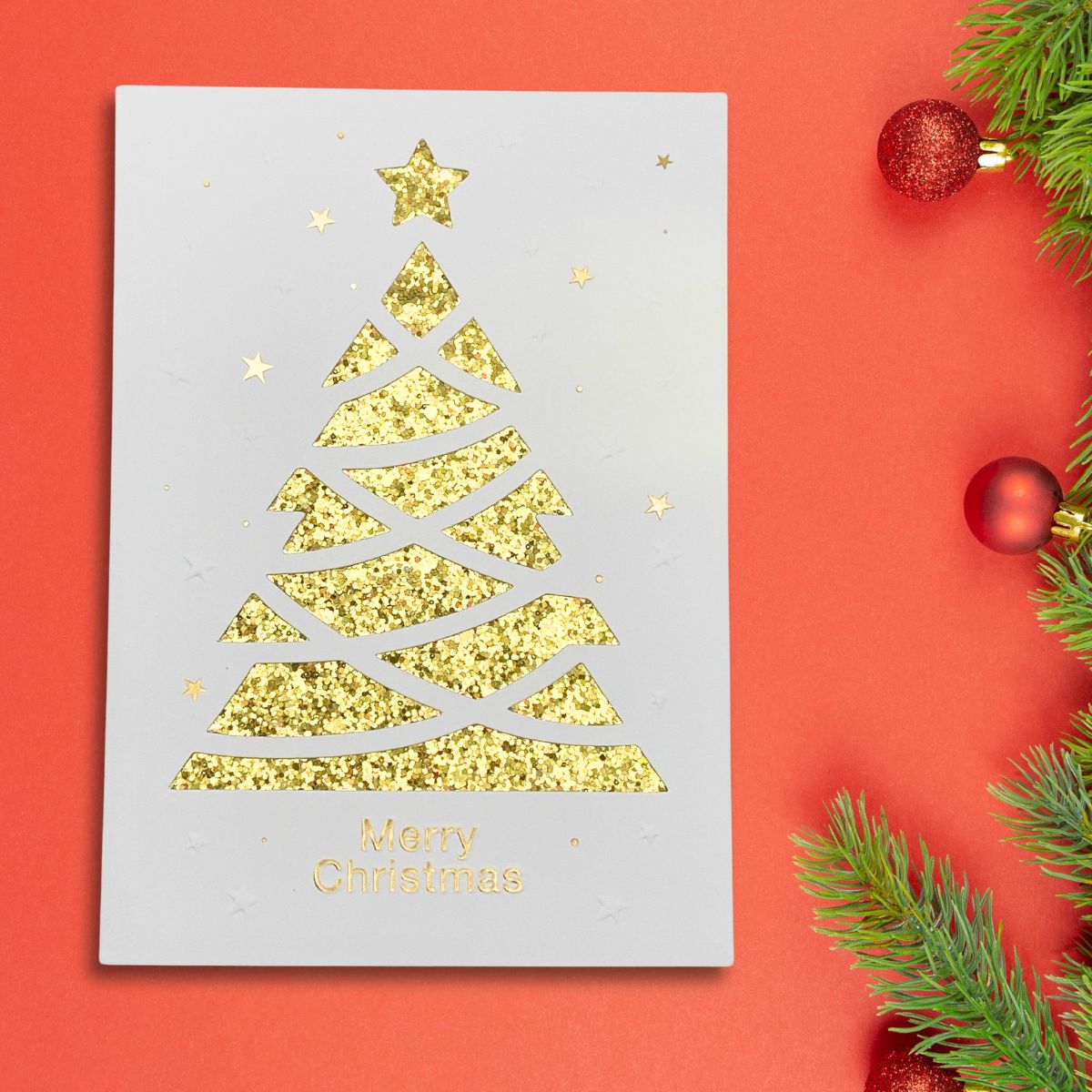 Open Christmas Card - Winter Glow Tree