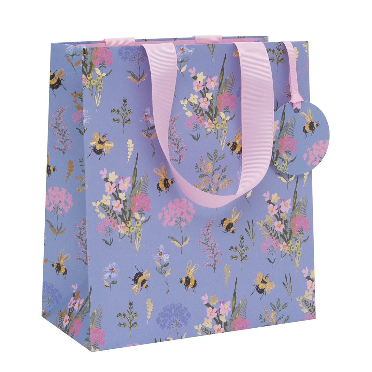 Gift Bag Medium - Blue Bees & Flowers