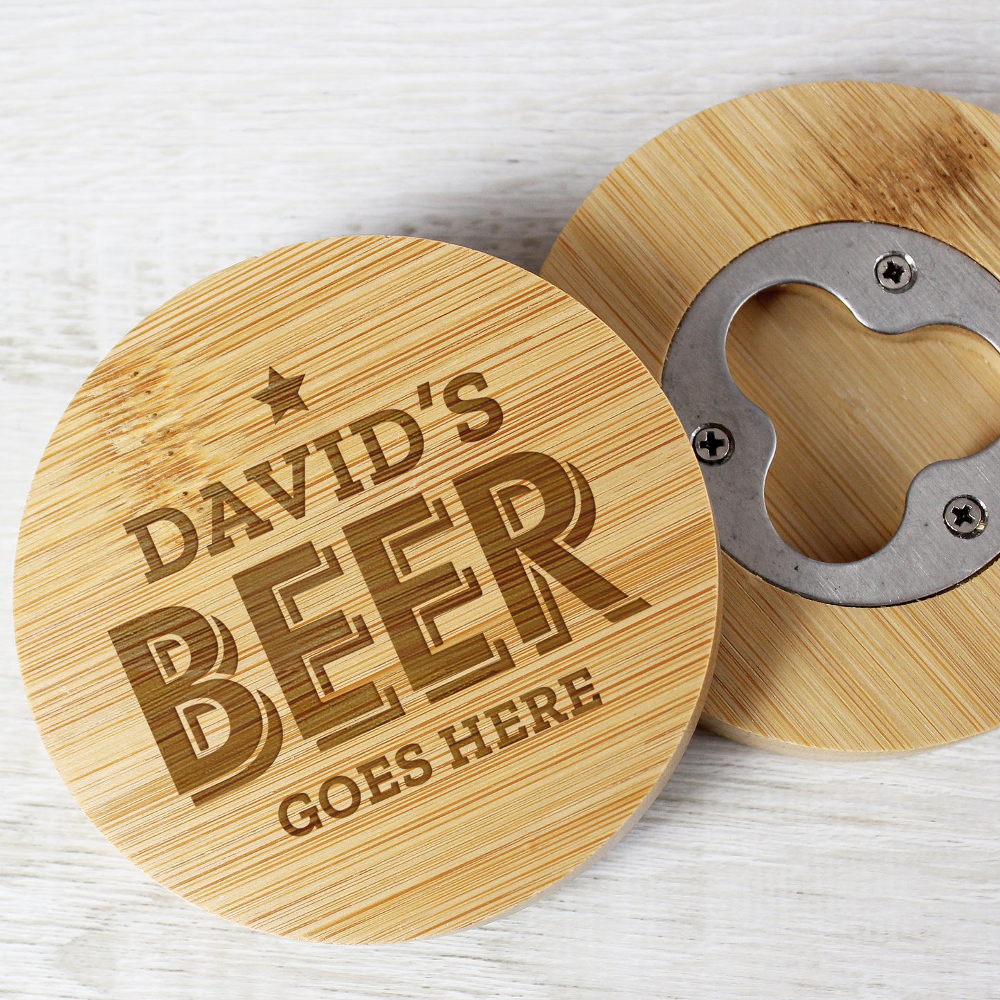 Personalised Bamboo Bottle Opener Coaster