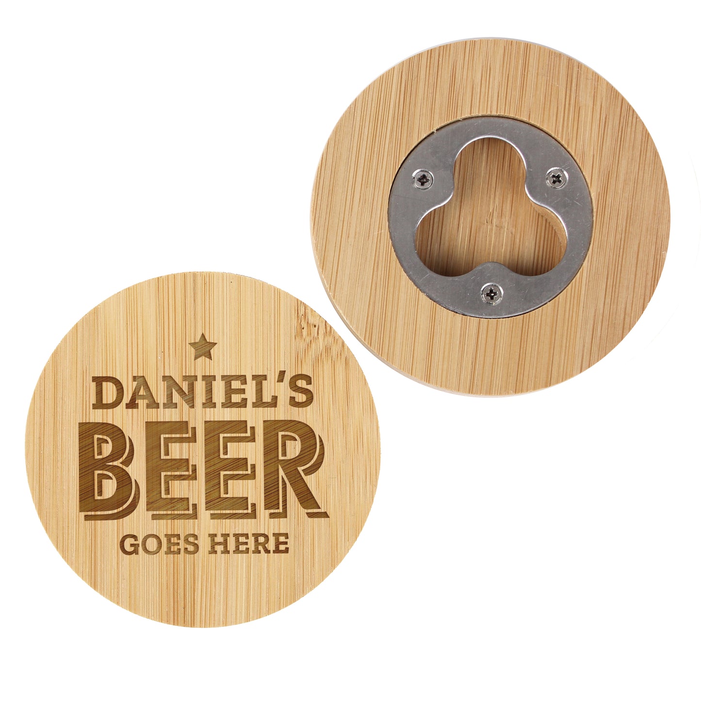 Personalised Bamboo Bottle Opener Coaster