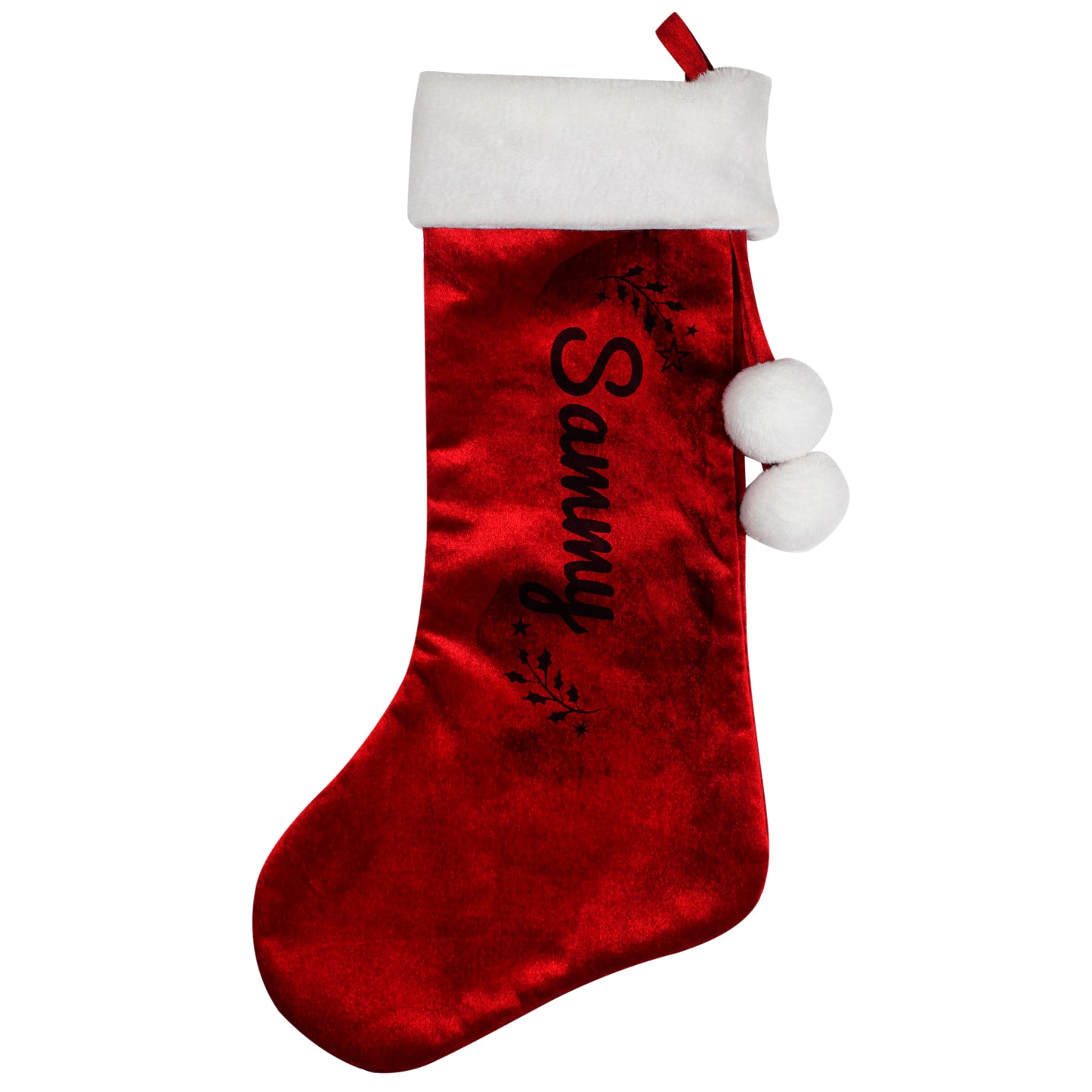 Personalised Christmas Stocking Holly Red