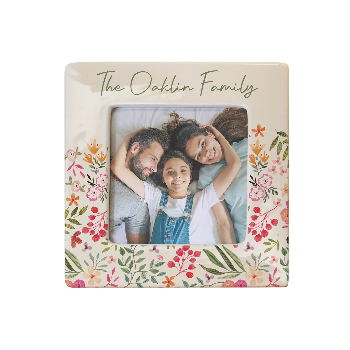 Personalised Floral Ceramic 4x4" Frame