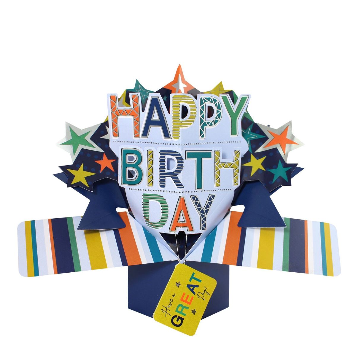 Pop Up Birthday Card - Happy Birthday Stars