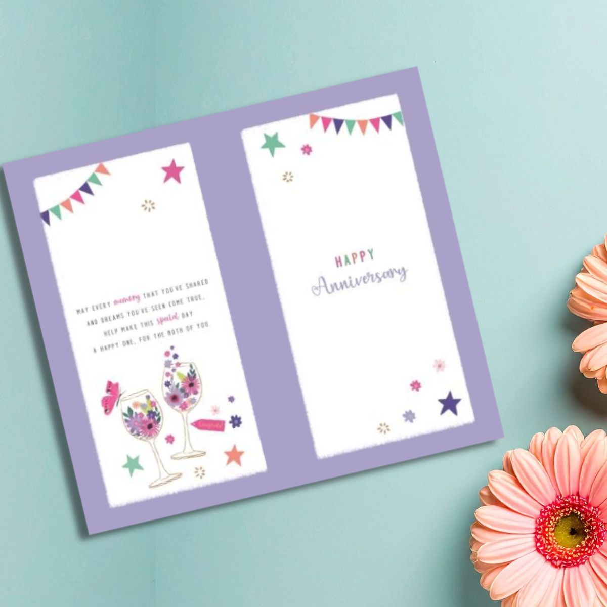 Happy Anniversary Card - Pavillion Butterfly Toast