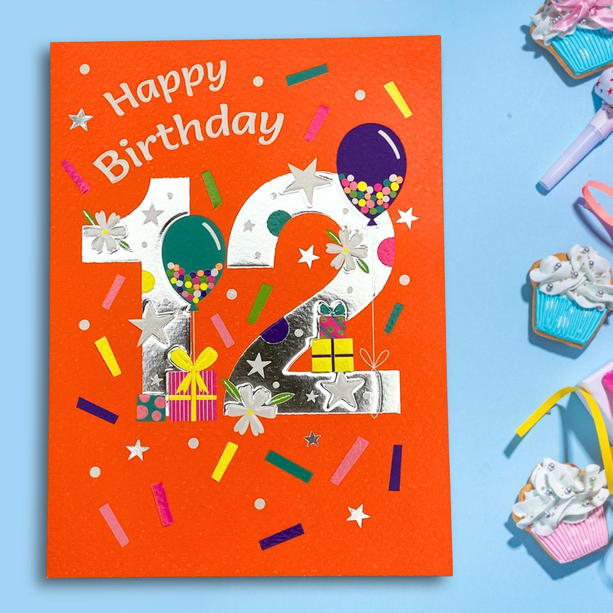 12th Birthday Card - All The Rage Neon Balloons