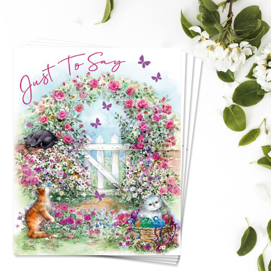 Notelets Just To Say - Cats & Floral Garden - Pack Of 4