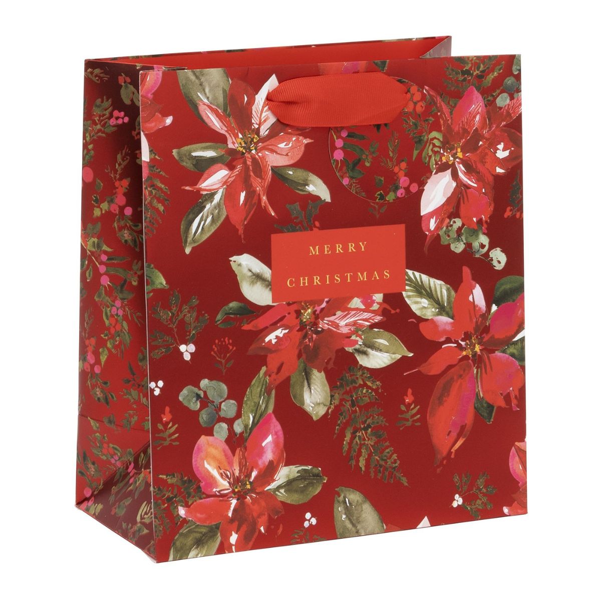 Christmas Gift Bag Medium - Perfect Poinsettia Red