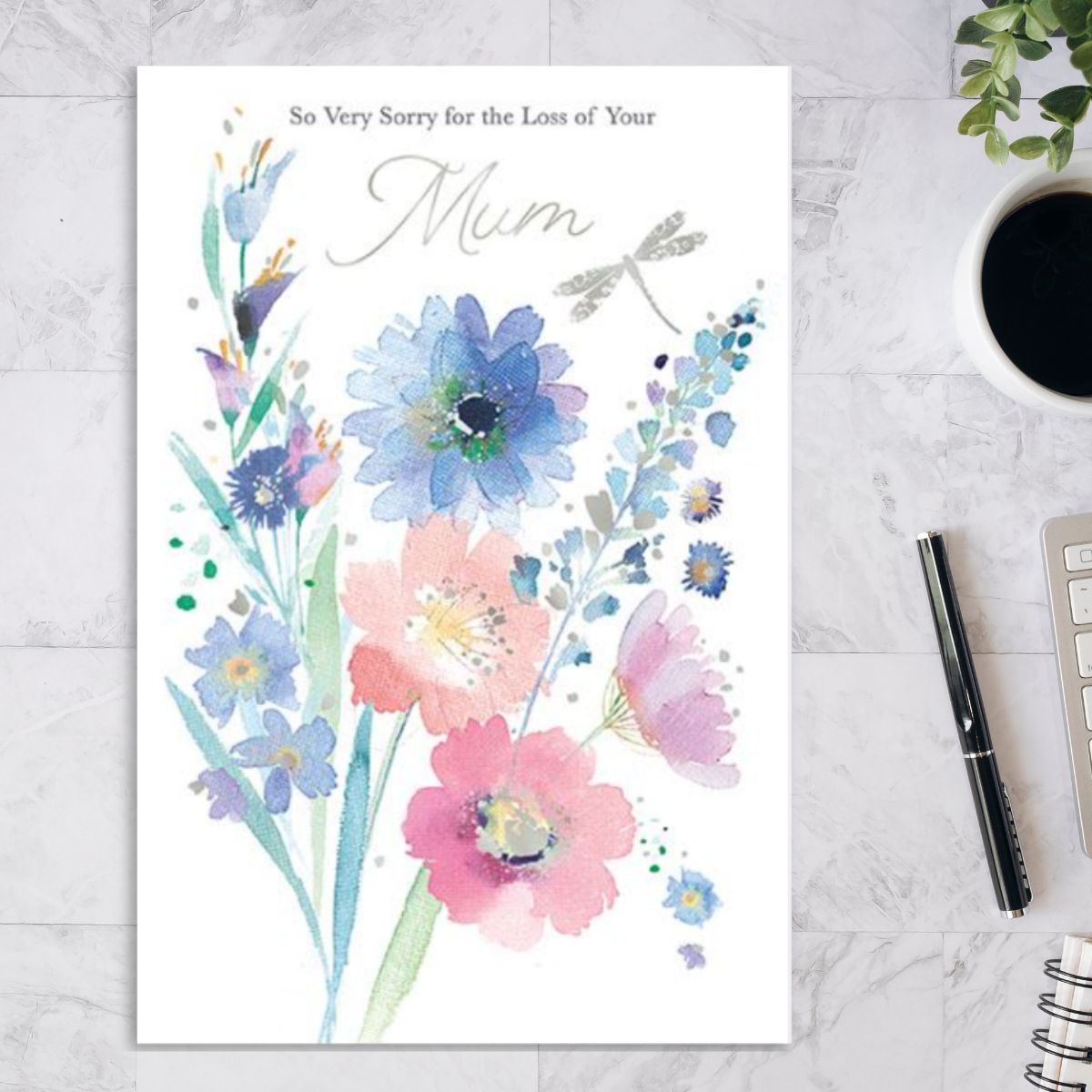 Sympathy Card Loss Of Mum - Watercolour Flowers