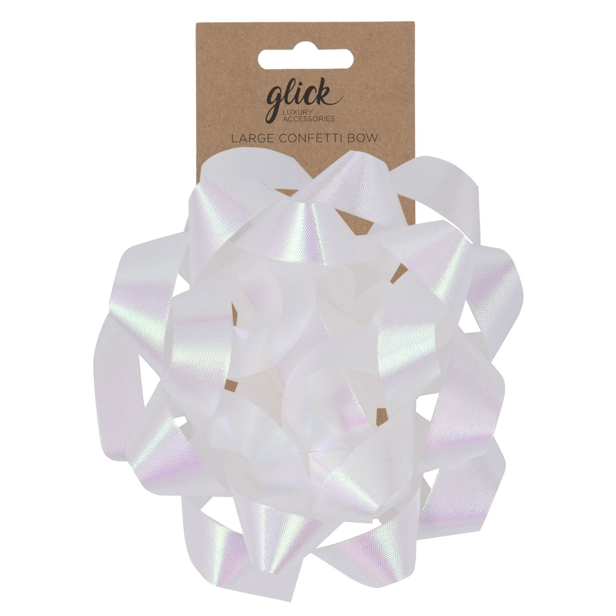 Large Confetti Gift Bow - Iridescent White