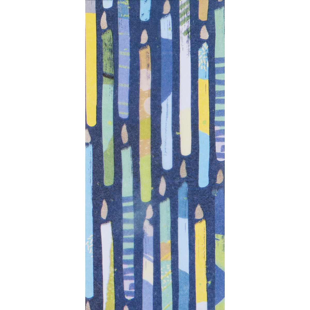 Close up of navy candle print