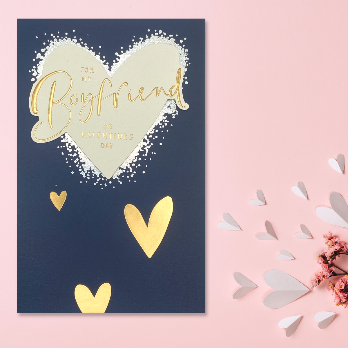Boyfriend Valentine's Day Card - Golden Hearts