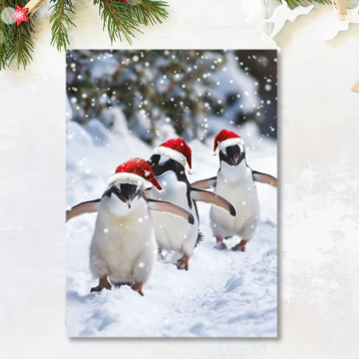 Christmas Charity Cards - 8 x Penguin Trio