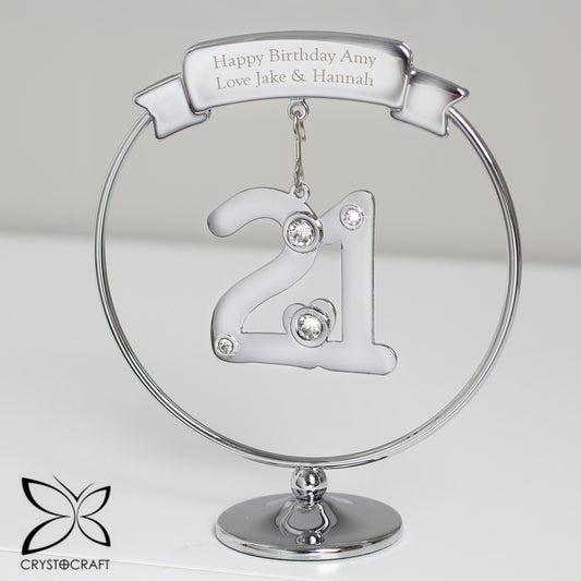 Personalised Crystocraft 21st Ornament