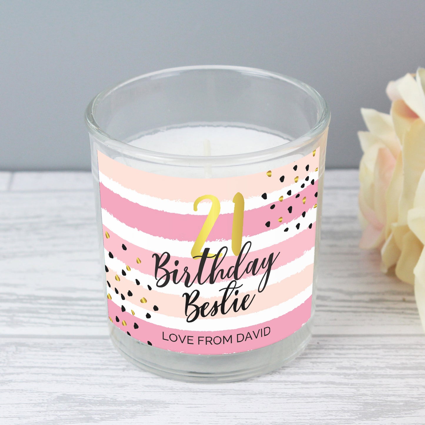 Personalised 21st Birthday Scented Jar Candle