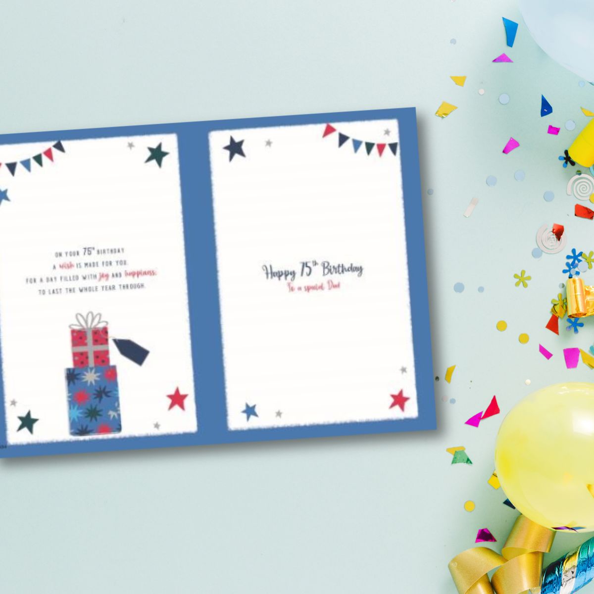 Dad 75th Birthday Card - Gift Stack