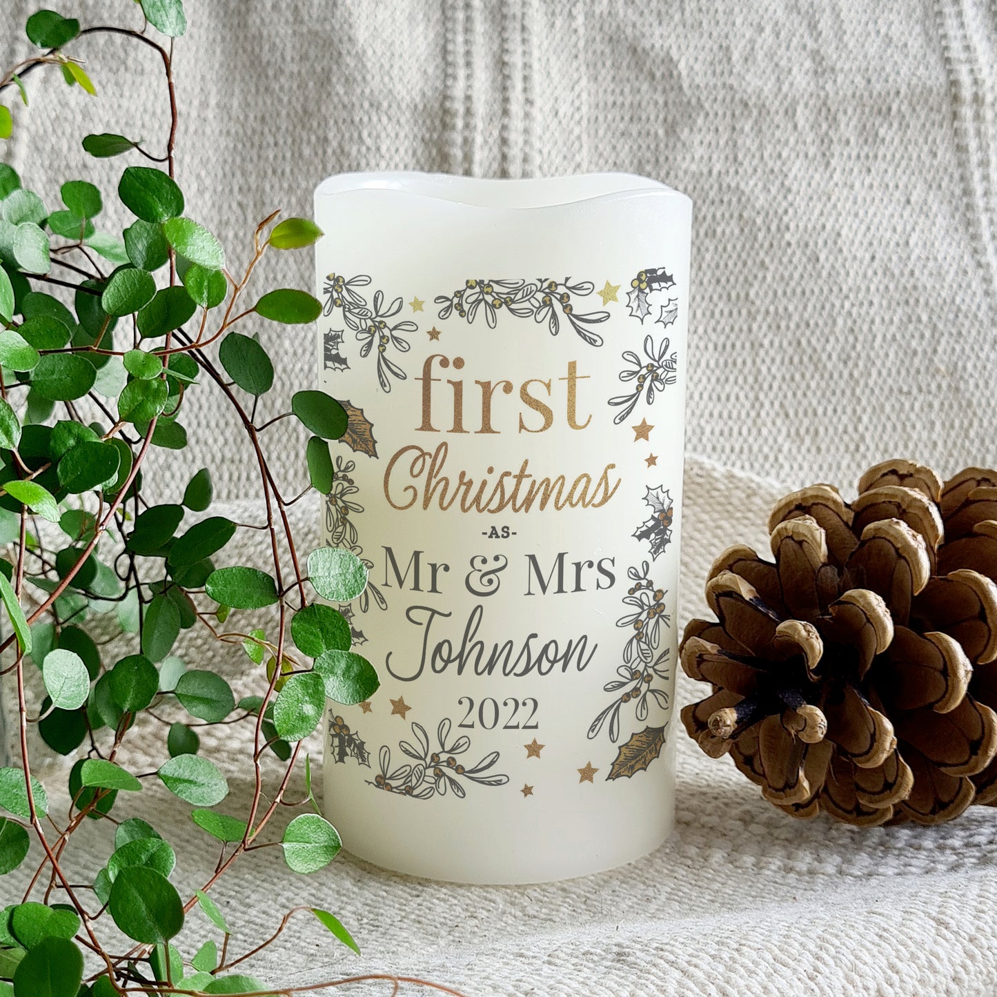 Personalised 1st Christmas LED Candle