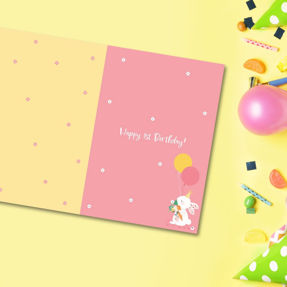 1st Birthday Card - Funhouse Pink