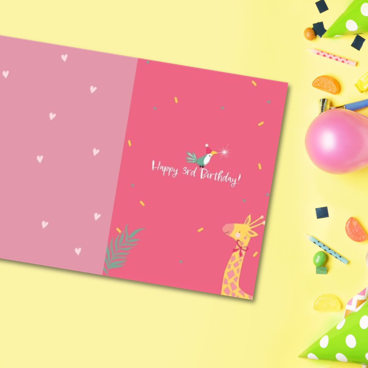 3rd Birthday Card - Funhouse Pink