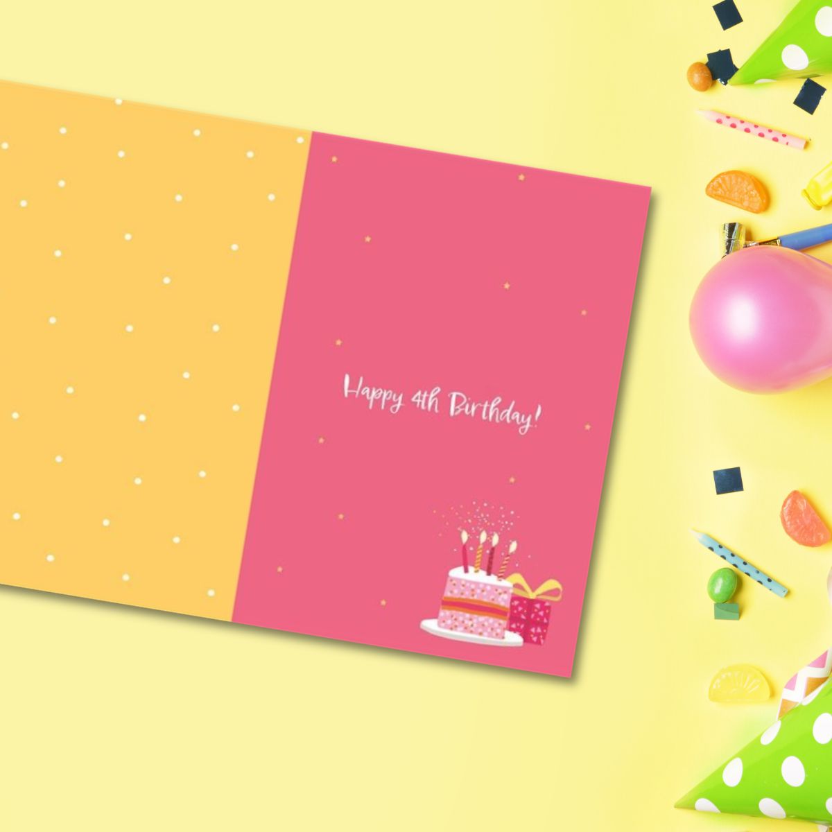4th Birthday Card - Funhouse Pink