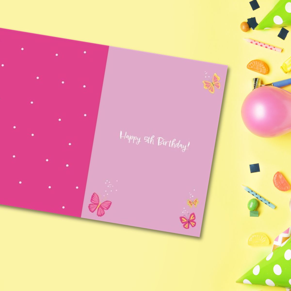 5th Birthday Card - Funhouse Pink