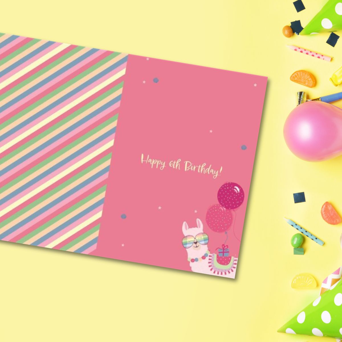 6th Birthday Card - Funhouse Pink