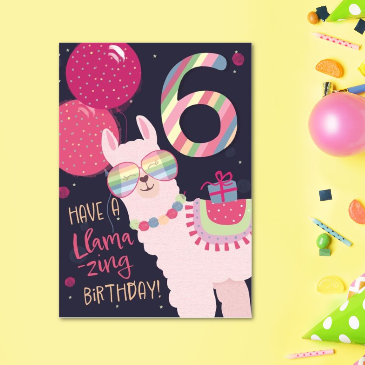 6th Birthday Card - Funhouse Pink