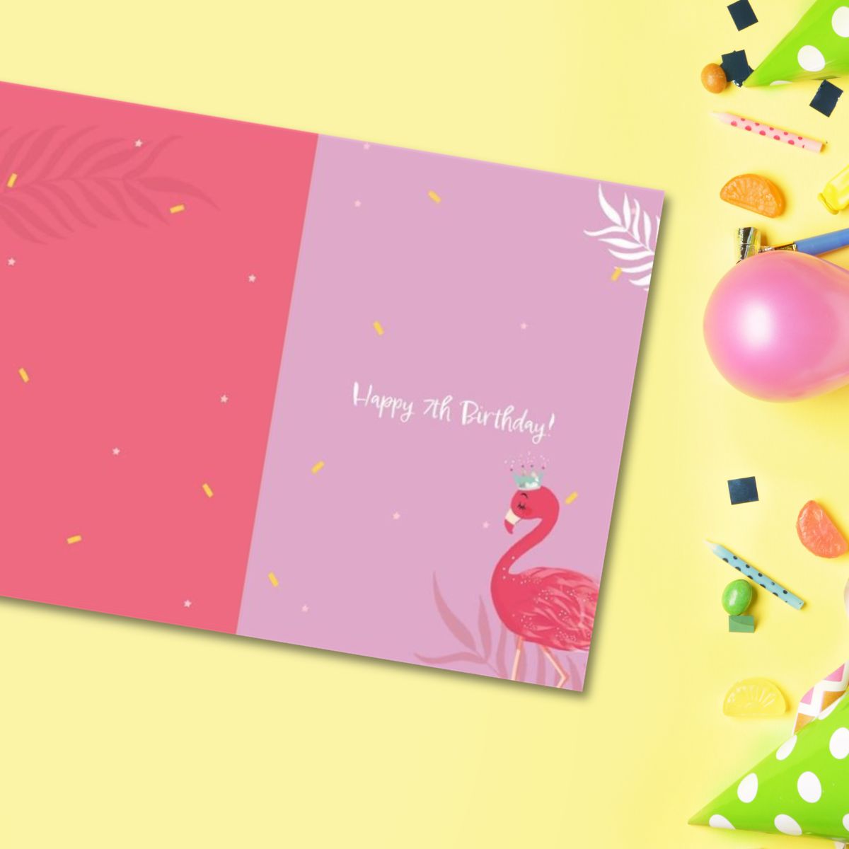7th Birthday Card - Funhouse Pink