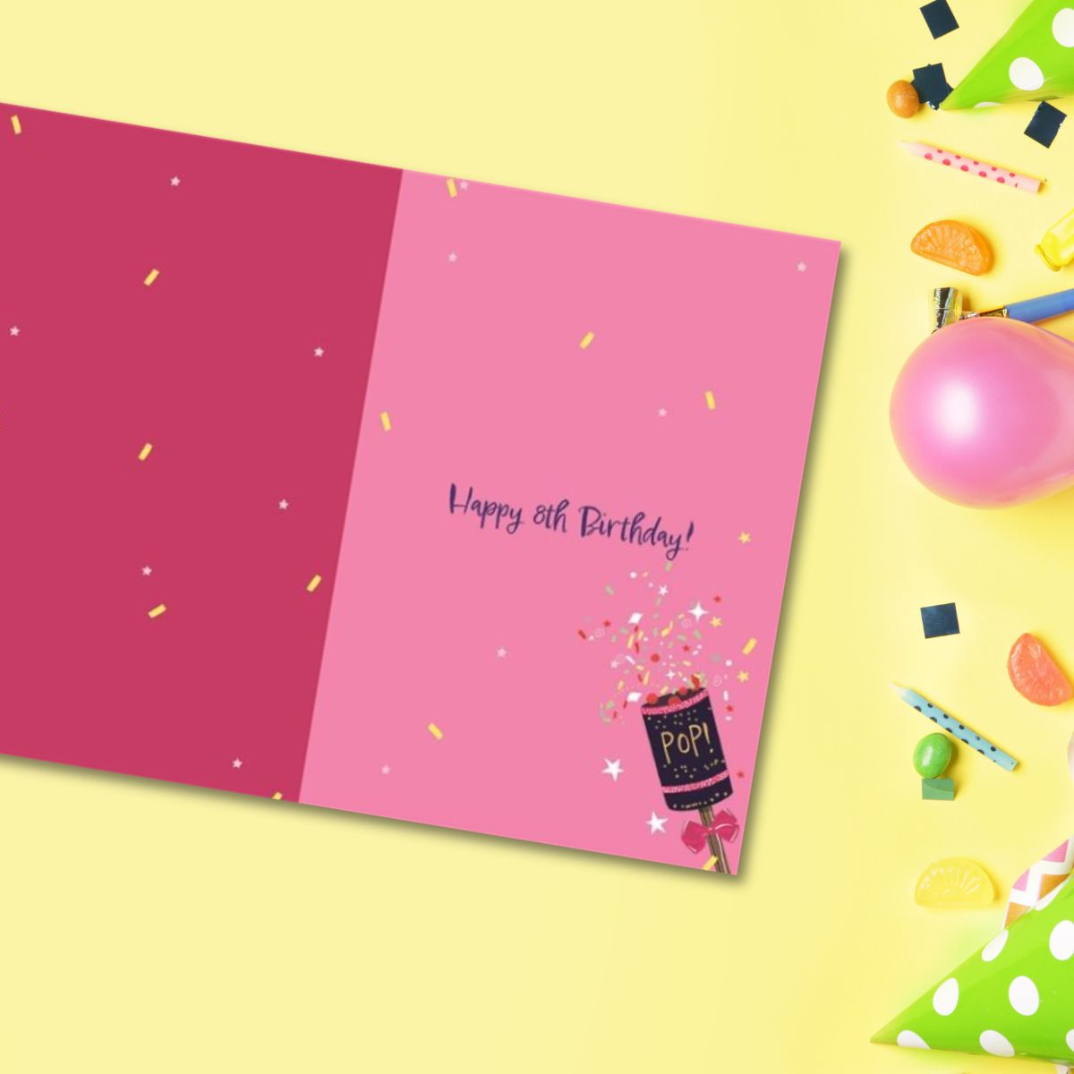 8th Birthday Card - Funhouse Pink