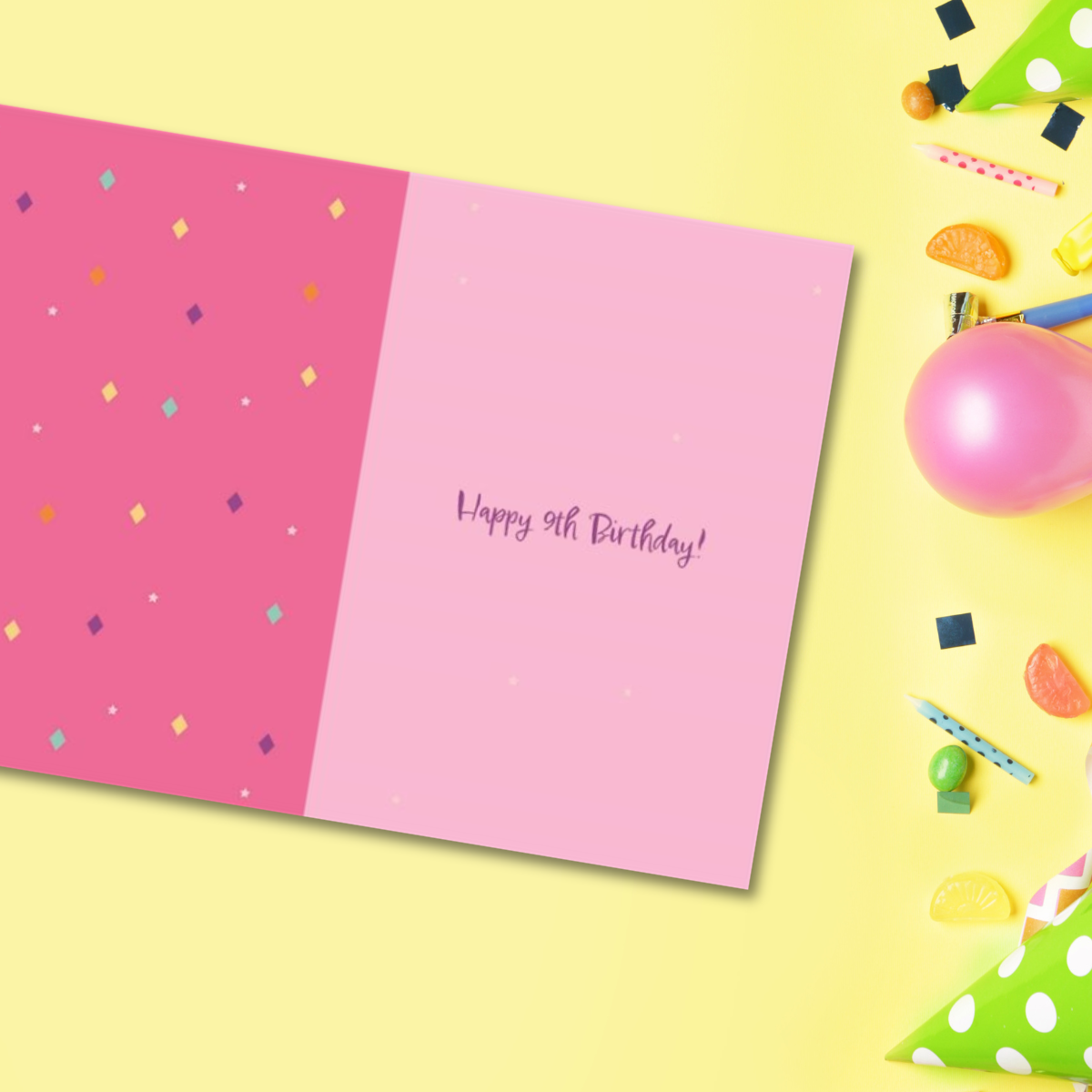 9th Birthday Card - Funhouse Pink