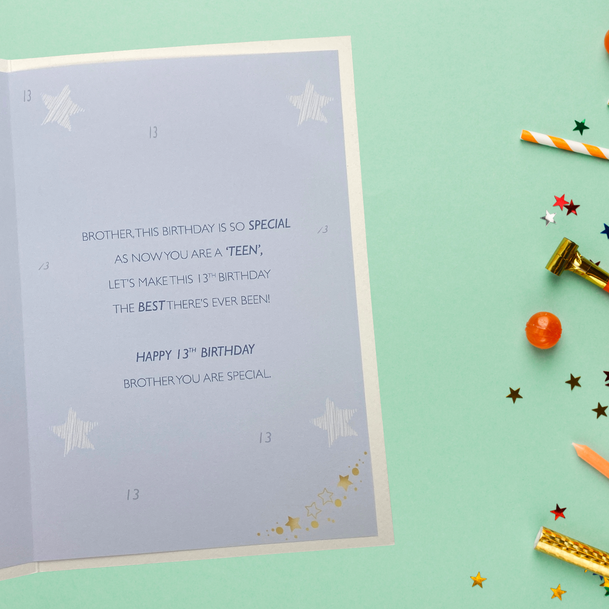 Inside image with blue design and stars