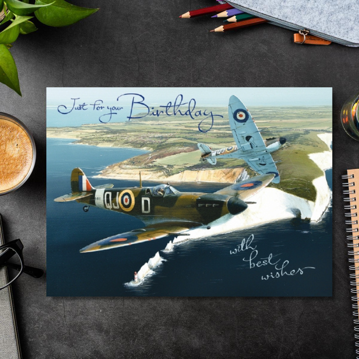 Fighter jets flying over coast with decoupage planes