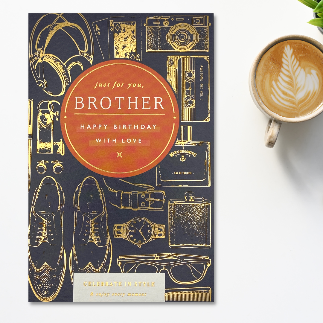 Just For You Brother Birthday Card Displayed In Full