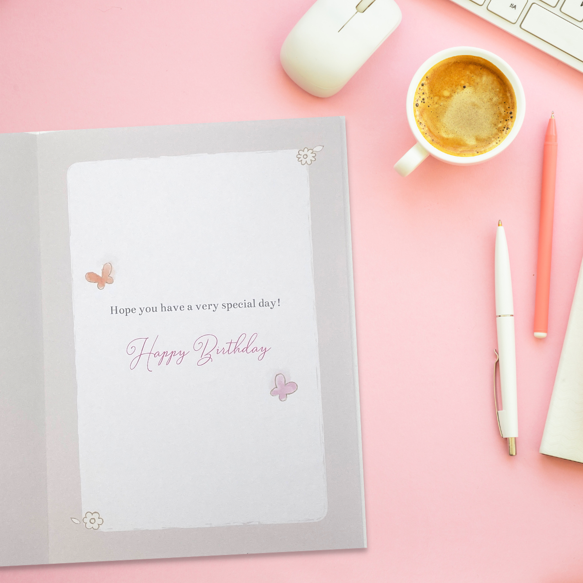 Inside image with full colour printed insert with butterflies