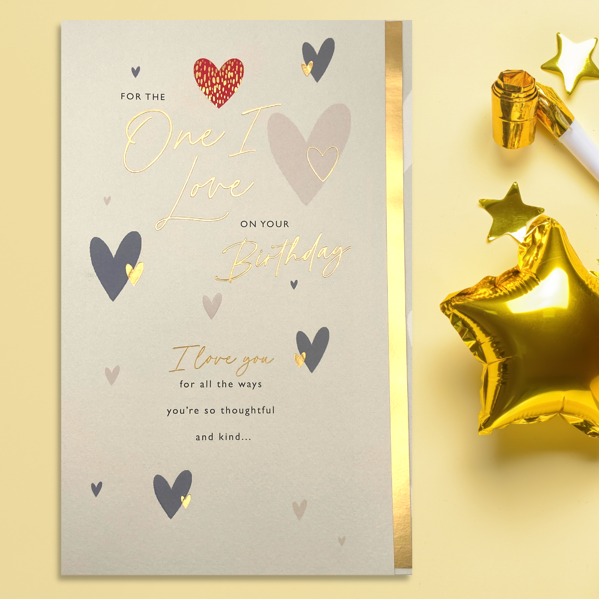 Large card with multi colour heart design and verse