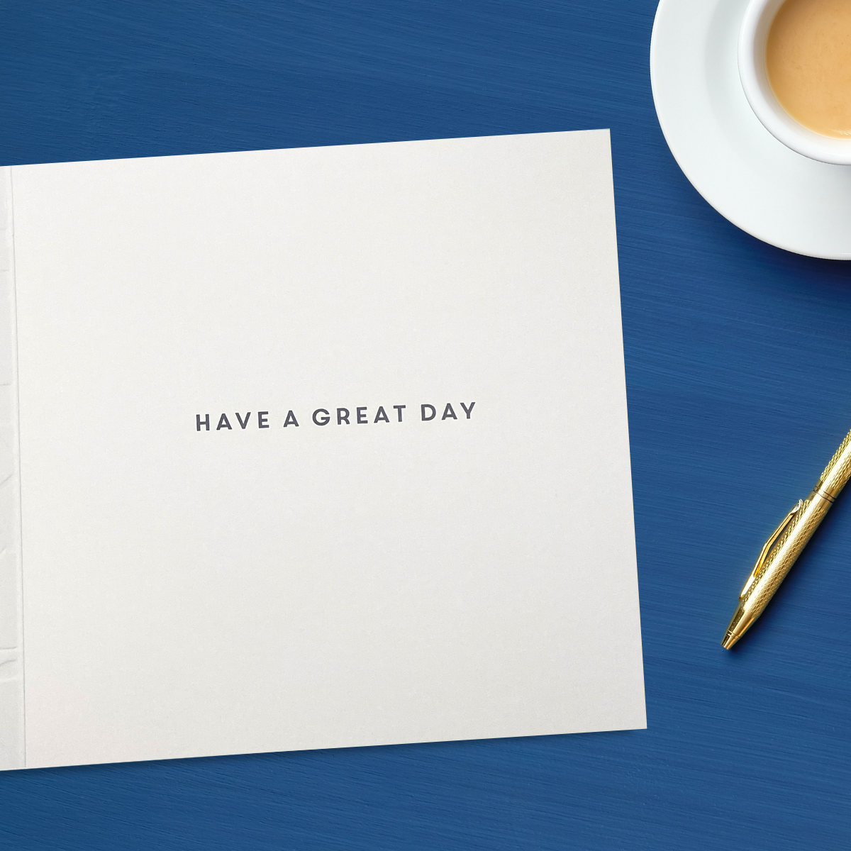 Inside with white card and black text