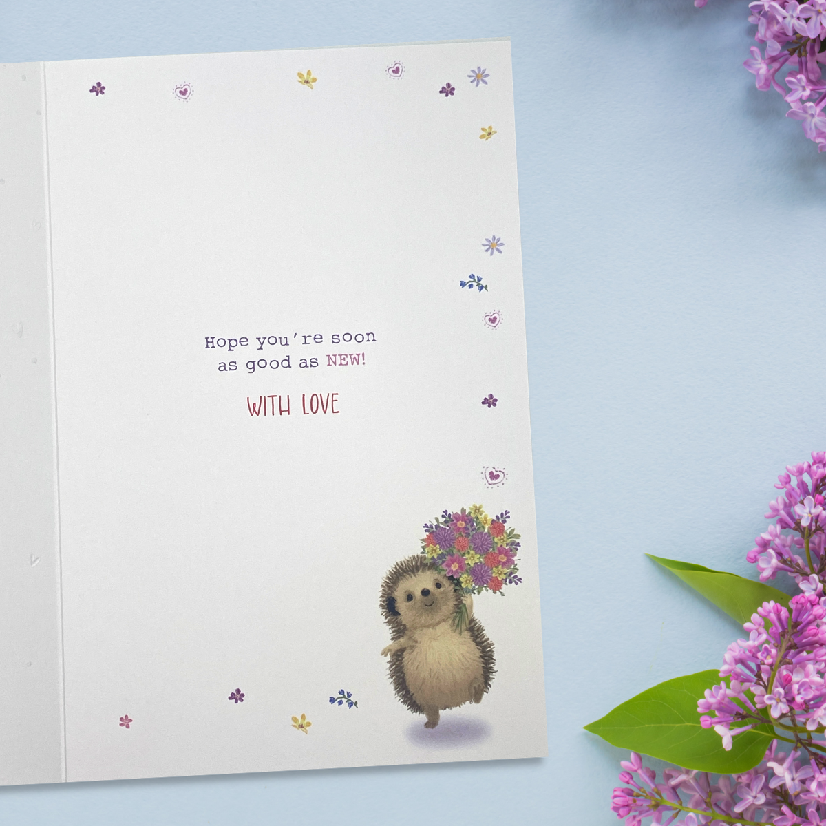 Inside image with hedgehog and full colour print