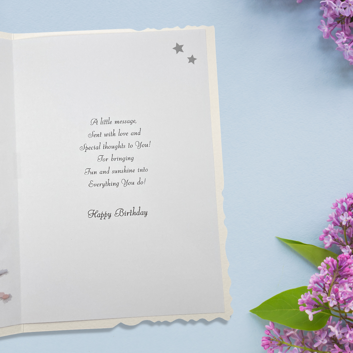 Inside image with greyscale printed verse on insert