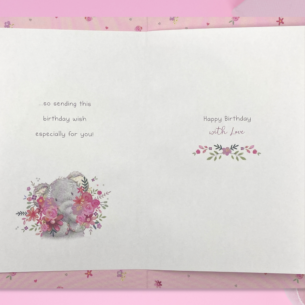 Inside image with full colour printed insert and floral border