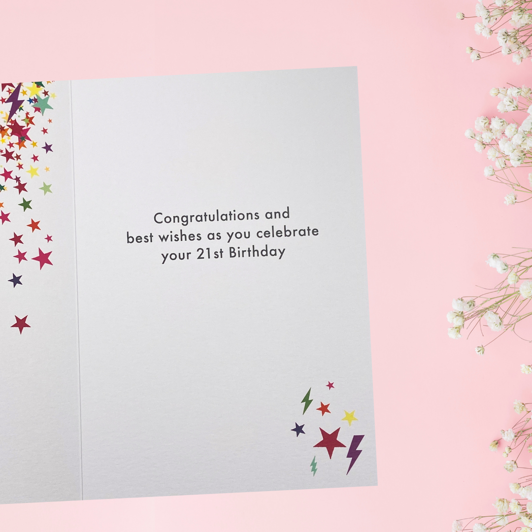 21st Birthday Card - Confetti Burst
