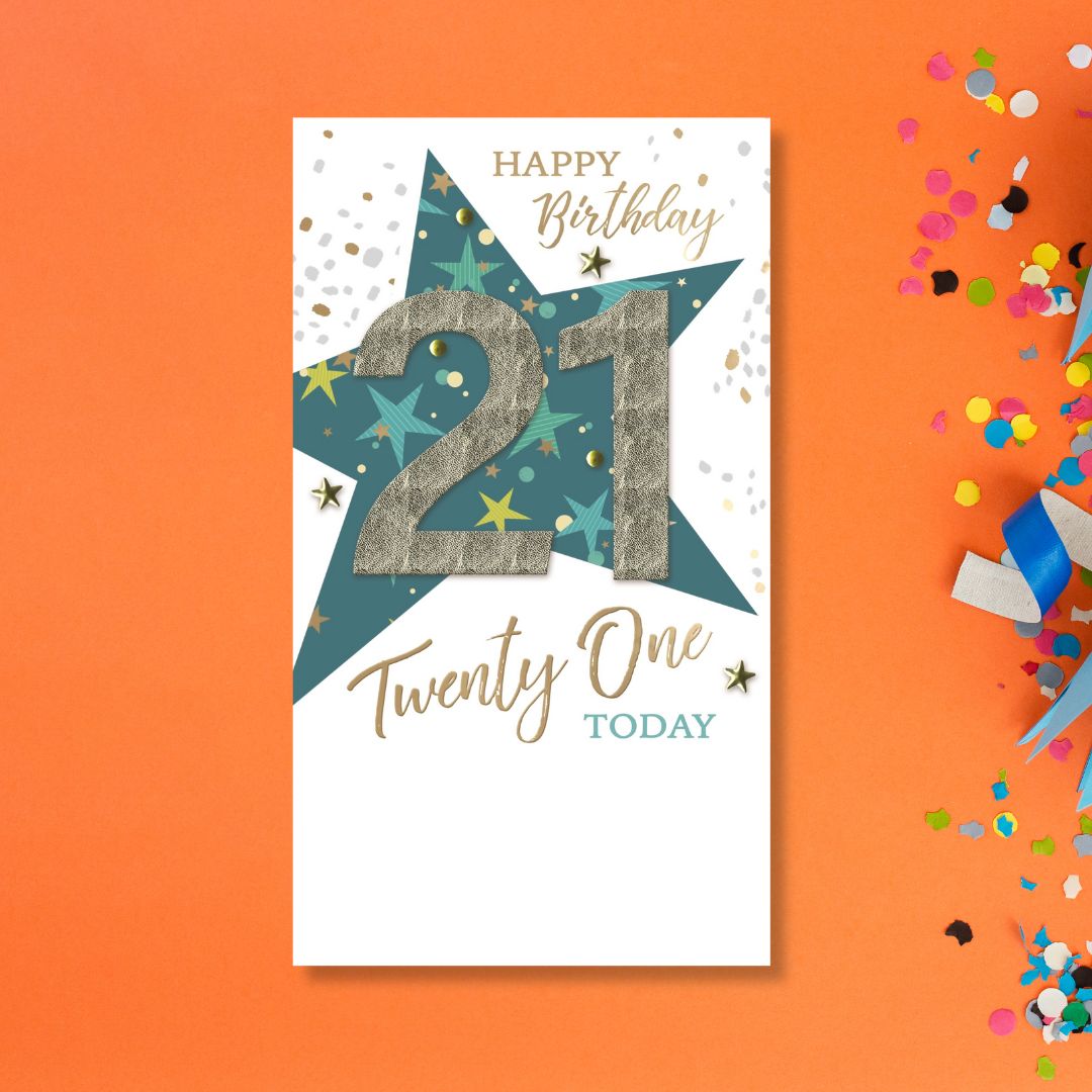 21st Birthday Card - Champagne Twenty One