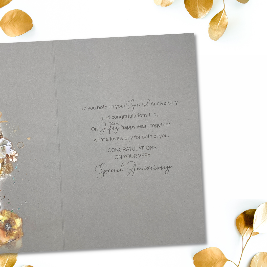 Inside image with grey card and colour print and verse