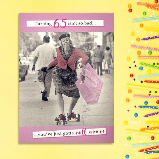 Front image with Photograph of roller skating shopper