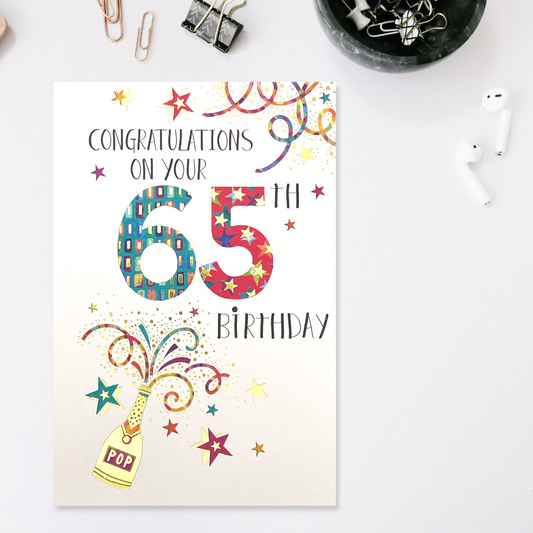 65th Birthday Card - Party Time!