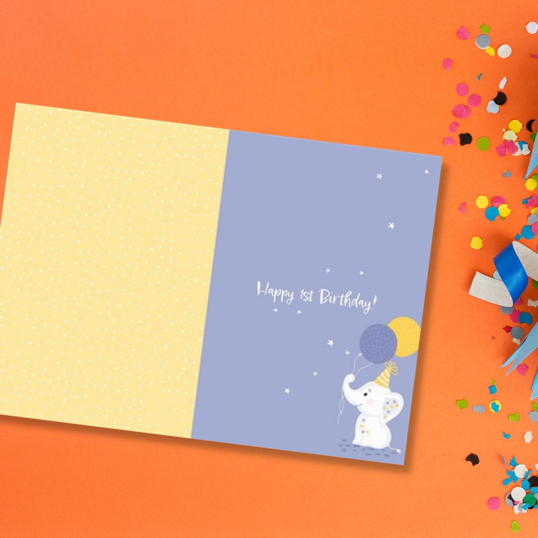 1st Birthday Card - Funhouse Blue
