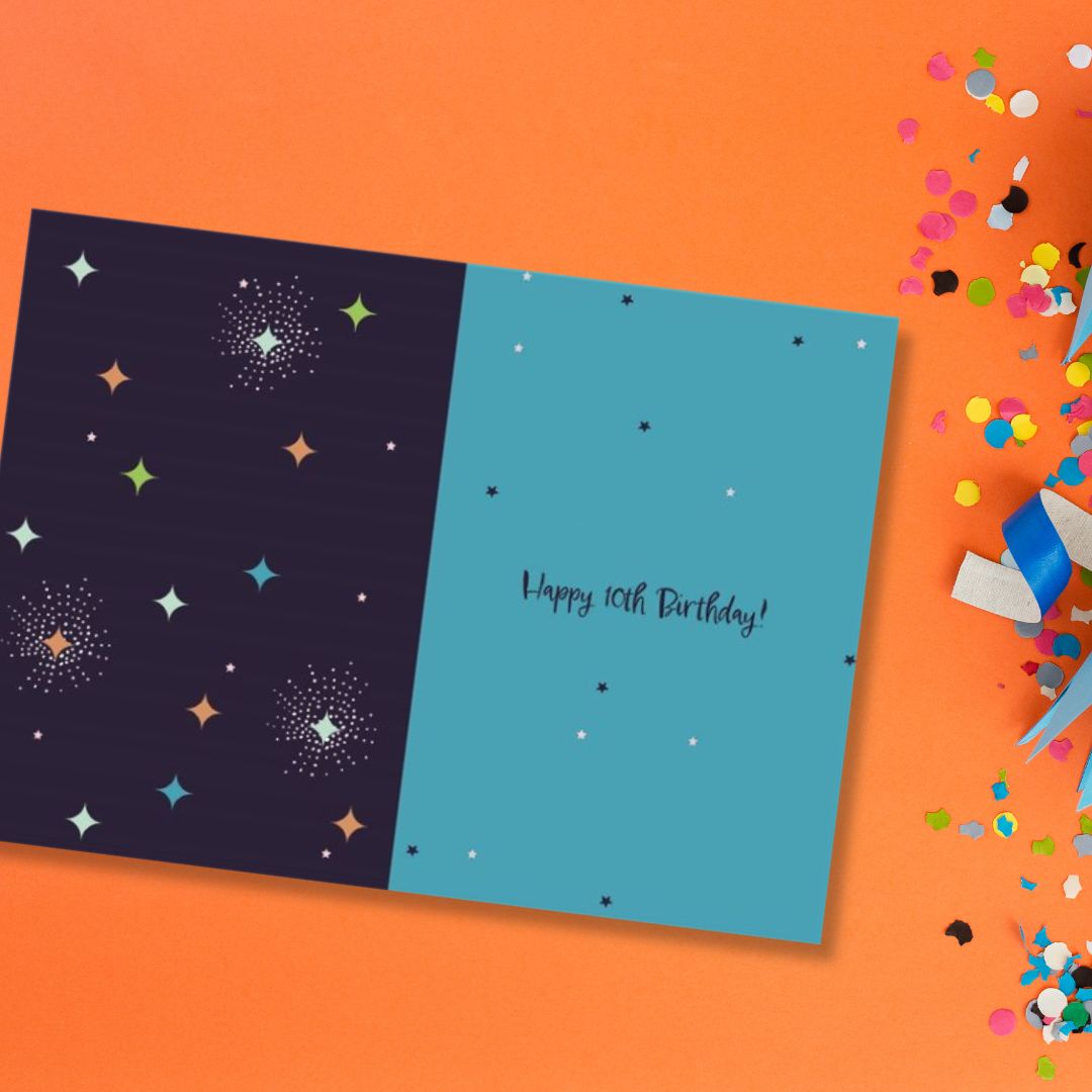 10th Birthday Card - Funhouse Blue