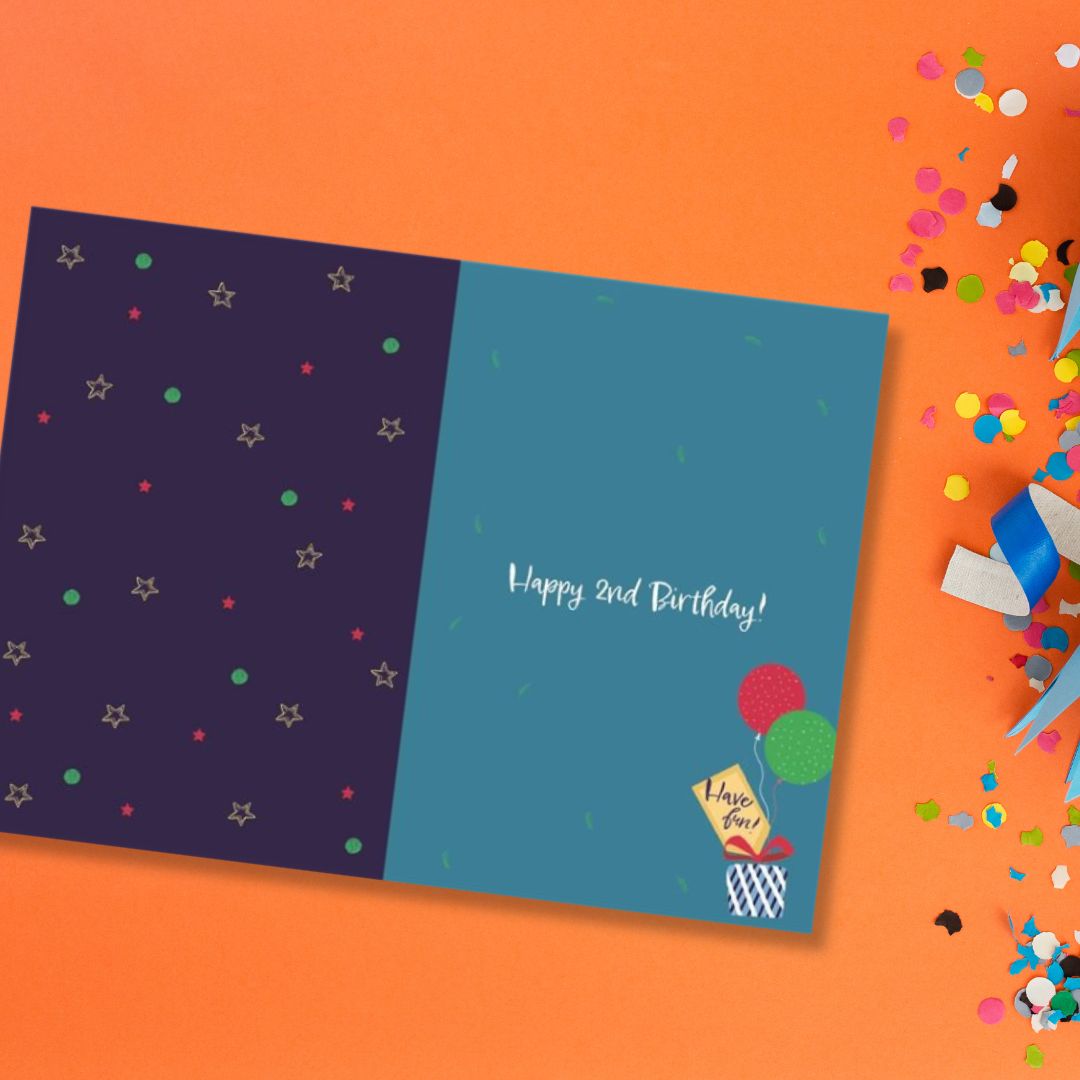 2nd Birthday Card - Funhouse Blue