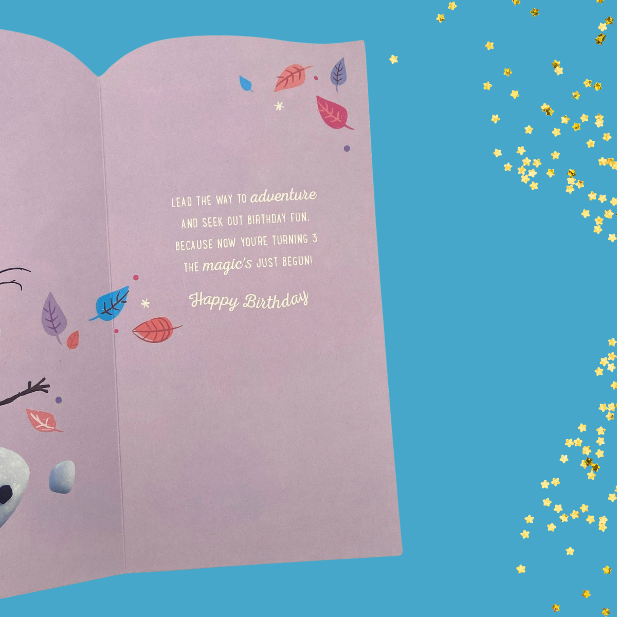 Inside colour printed design with white verse