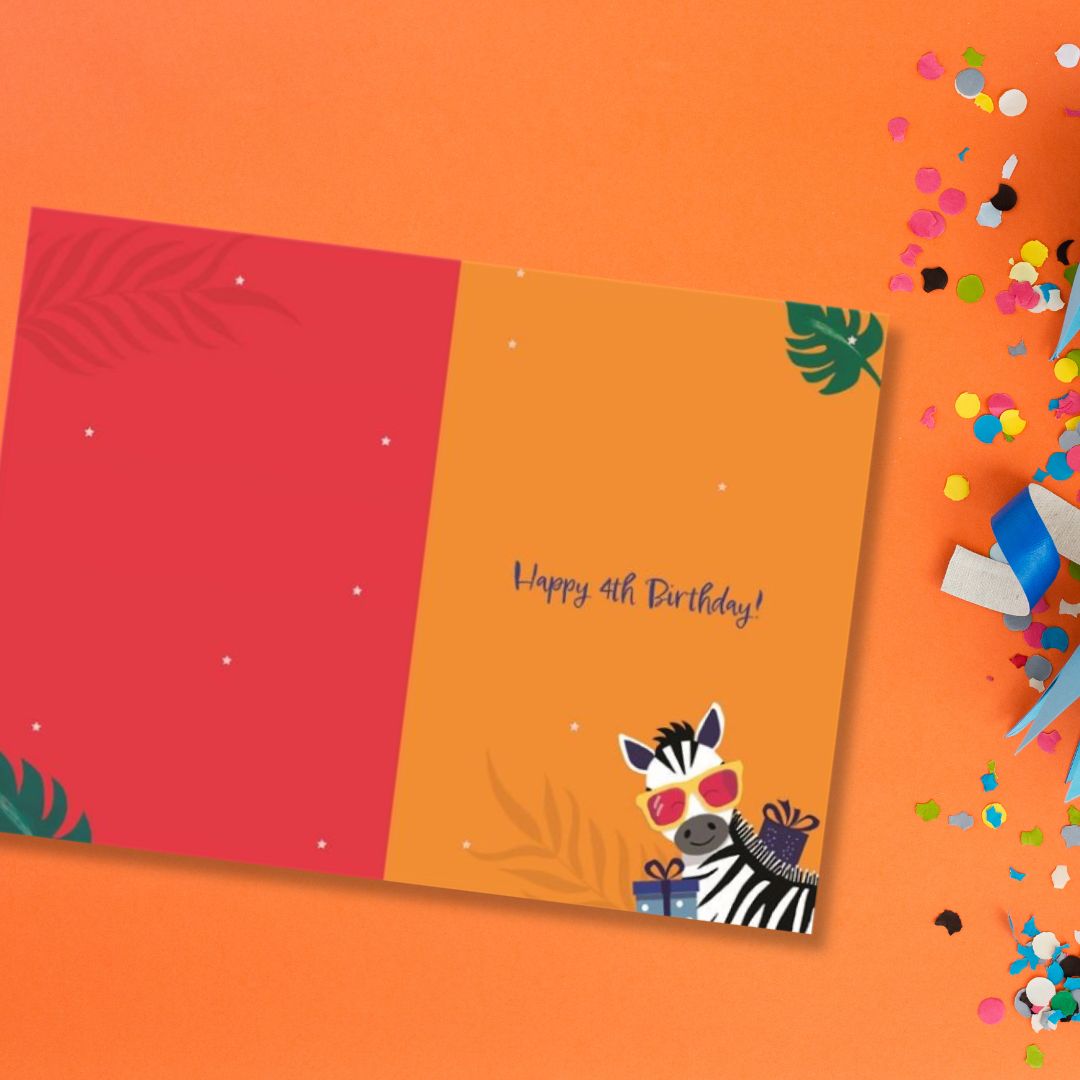 4th Birthday Card - Funhouse Red