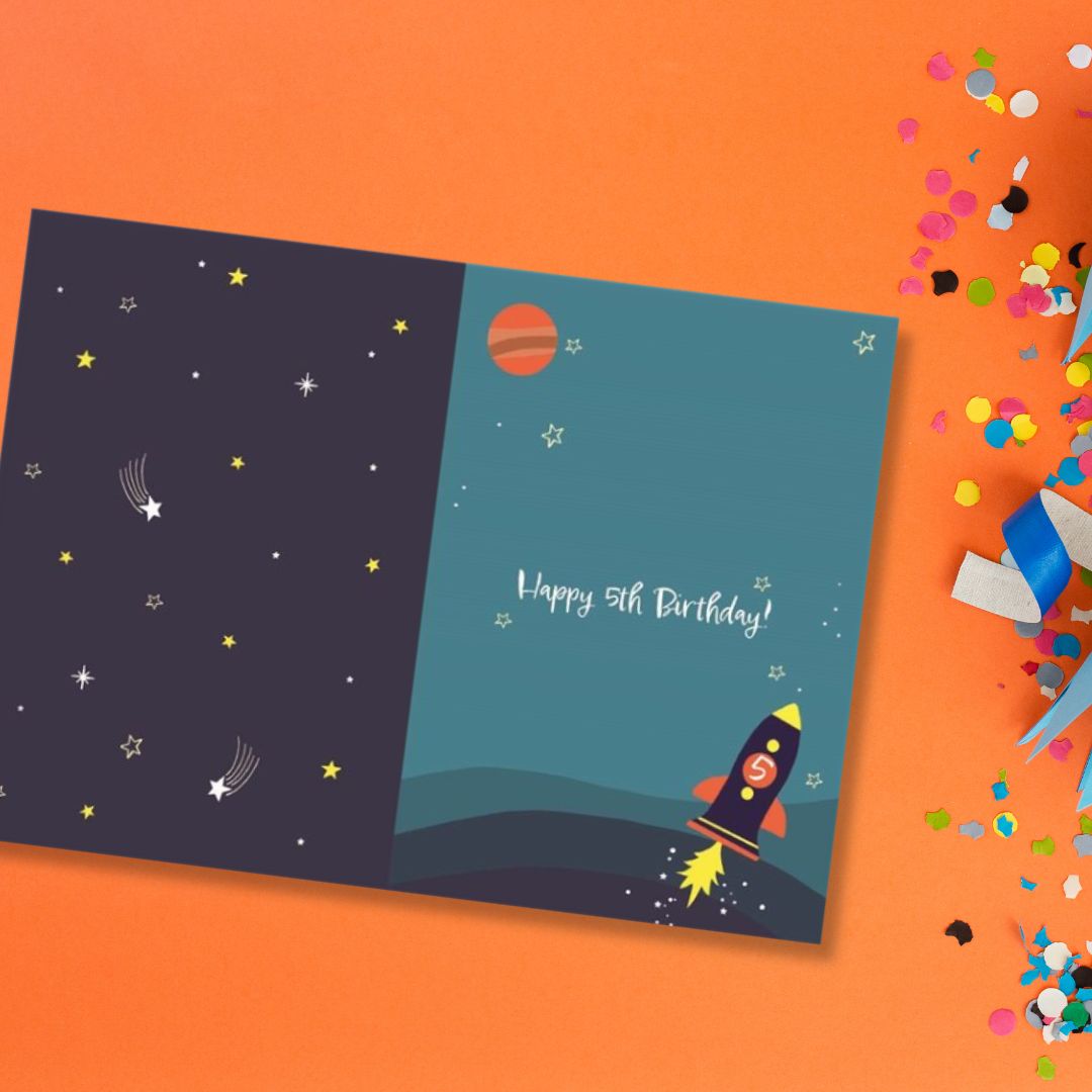 5th Birthday Card - Funhouse Blue