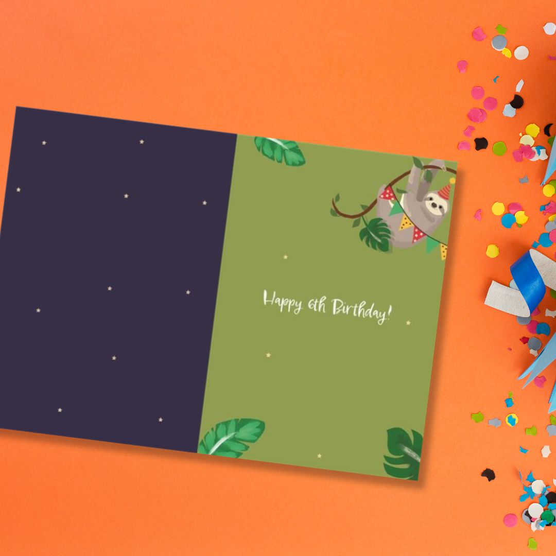 6th Birthday Card - Funhouse Blue